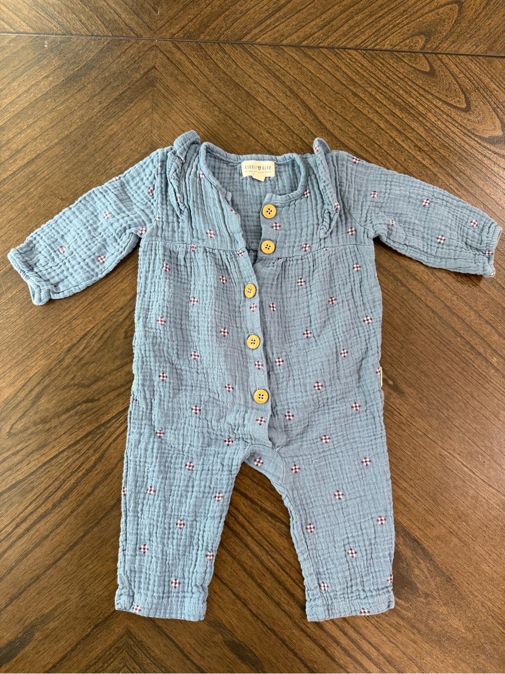 Organic Cloud-Cotton Blue Baby One-Piece Footie with Button Front